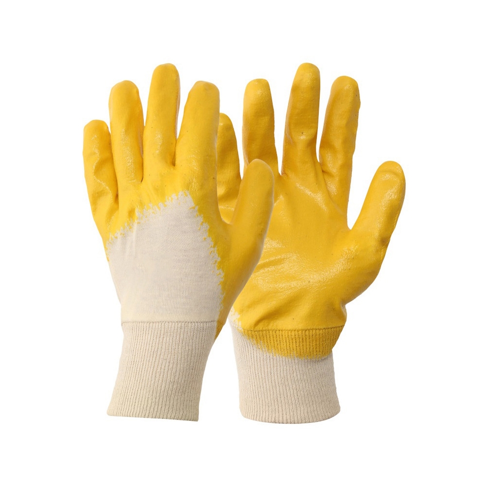 Nitrile rubber coated gloves yellow